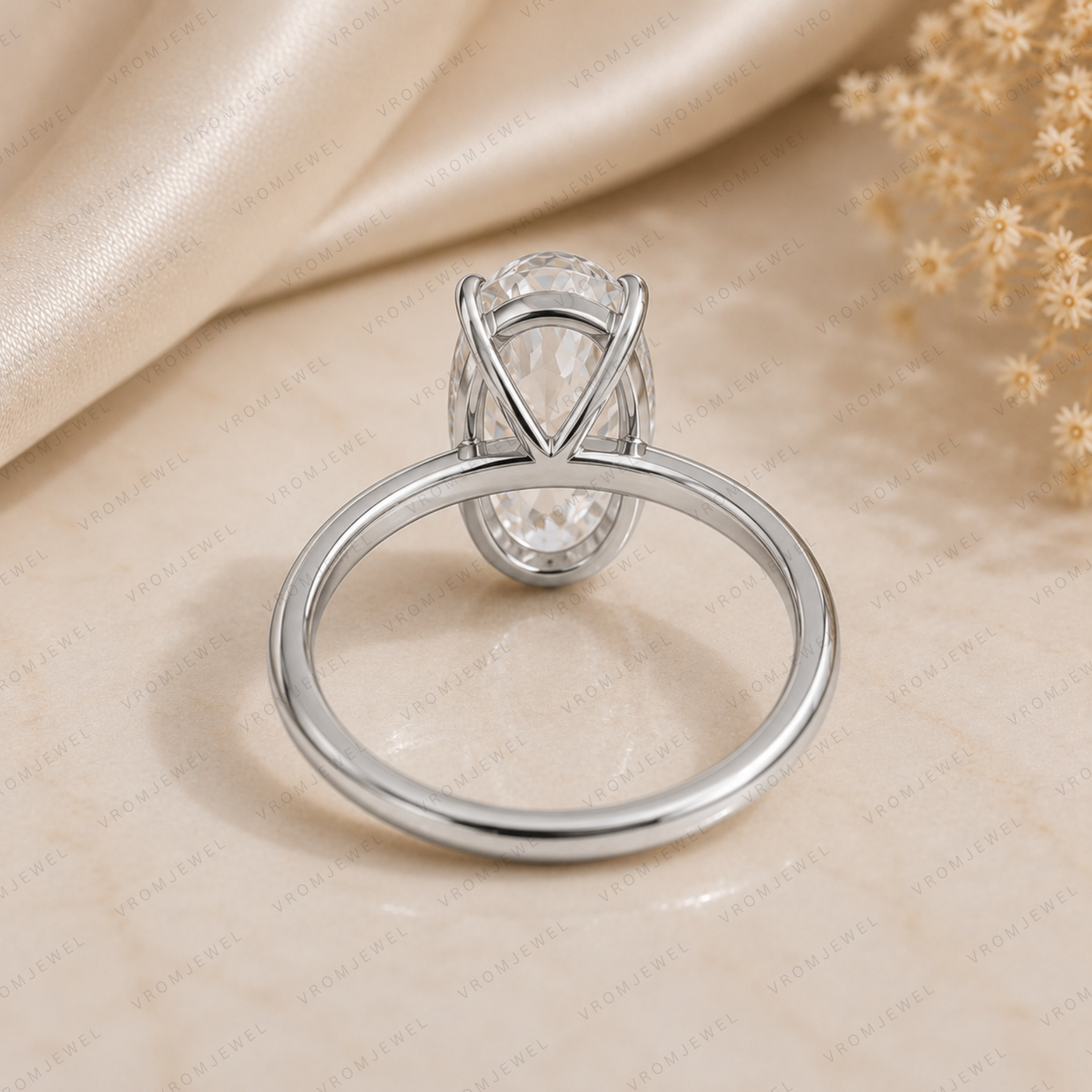 Oval Lab Grown Diamond Solitaire Engagement Ring in Solid 14K Gold