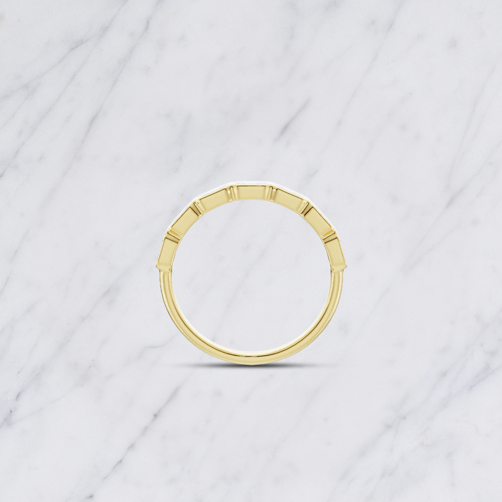 Emerald Cut Lab Grown Diamond East West Bezel Set Wedding Band in Solid 14K Gold