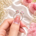 Pink Pear & Oval Lab Grown Diamond Ring, 3 Carat Pink Diamond Ring, Open Bypass Ring, Two Stone Engagement Ring, Halo Diamond Ring, 10K 14K