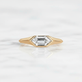Hexagon East West Ring Bezel Design | Lab Grown Diamond | 14K Yellow Gold