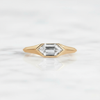 Hexagon East West Ring Bezel Design | Lab Grown Diamond | 14K Yellow Gold