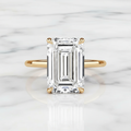 8CT Emerald Cut Modern Prong Set Ring | Lab Grown Diamond | 14K Yellow Gold