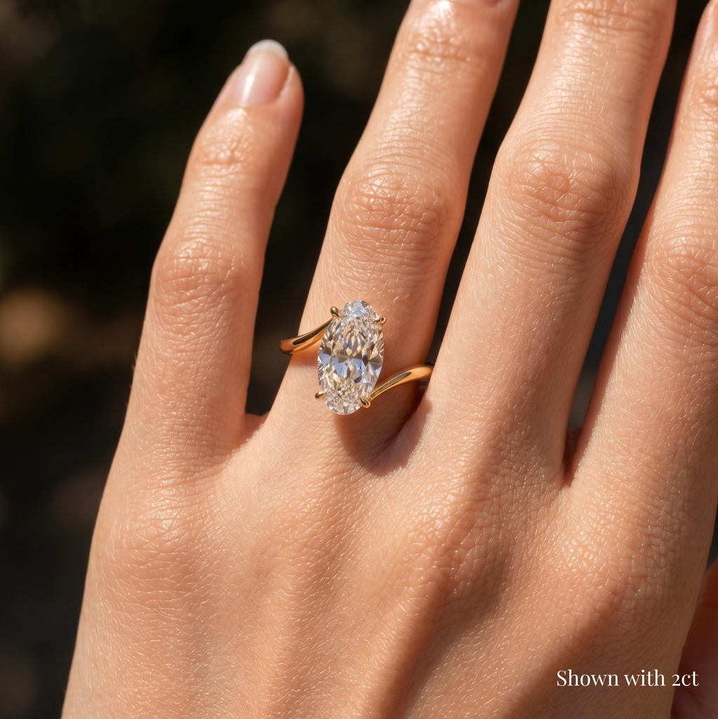 Old Mine Oval Lab Grown Diamond Engagement Ring | 2 CT | Twisted Vintage Ring | Antique Style | 14K Gold