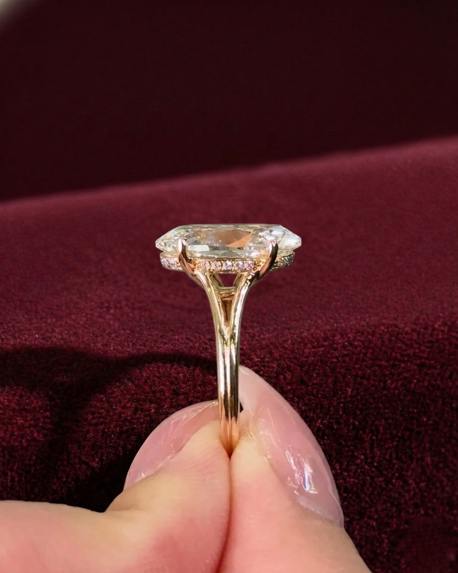 Moval Diamond Engagement Ring, Moval Cut Diamond Solitaire Ring, Elongated Oval Marquise Diamond Ring, Unique Diamond Engagement Ring.
