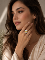 Yellow Radiant Lab Grown Diamond Ring, Radiant Cut Statement Ring, Modern Bypass Engagement Ring, Solid Gold Diamond Ring, Yellow Diamond
