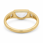 Half Moon Diamond Signet Ring, Modern Lab Grown Diamond Ring, Geometric Gold Signet Ring, Minimal Statement Ring, Unique Diamond Ring