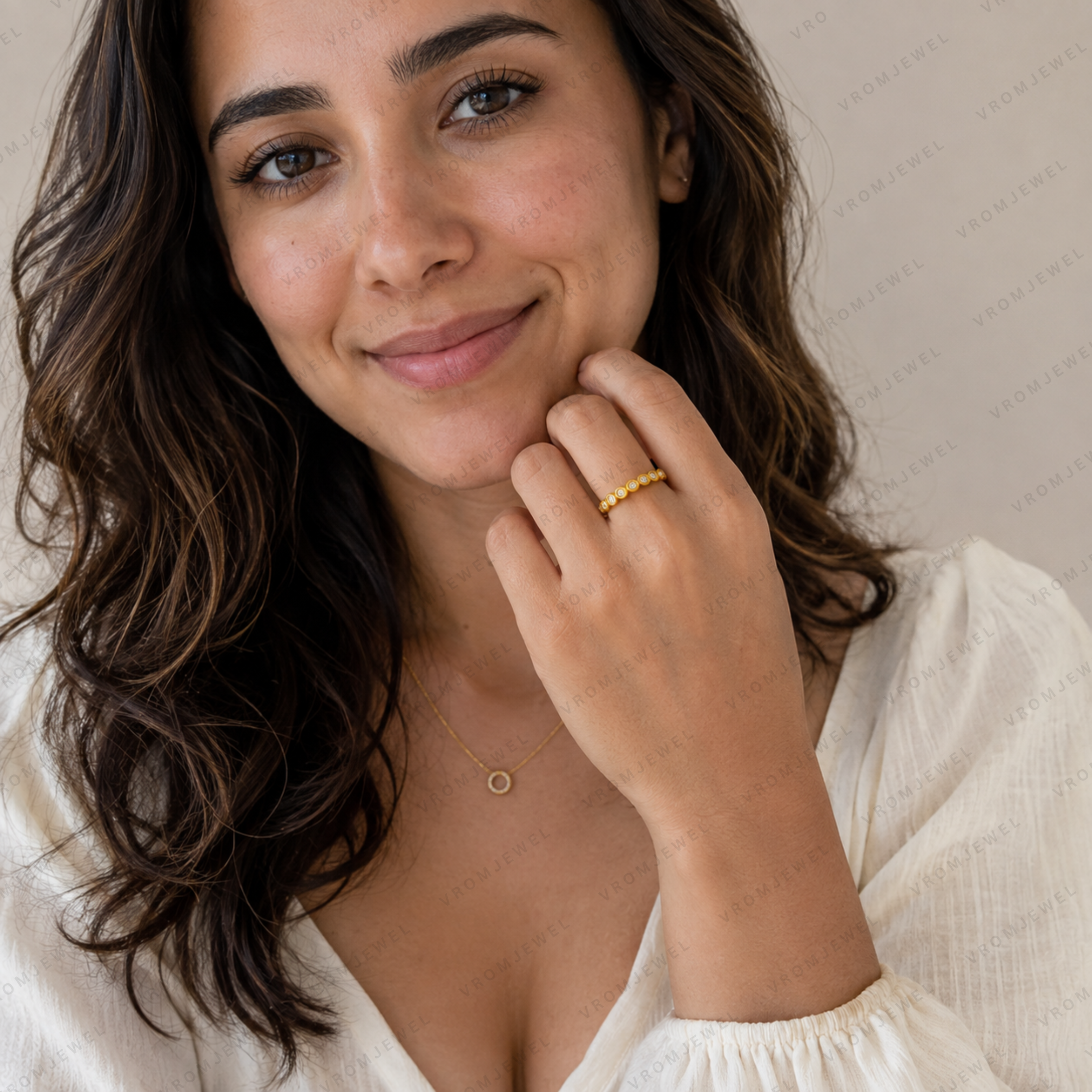 Diamond Eternity Ring | Lab Grown | Bezel Set | 14K Gold Stacking Band