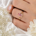 1.50 Ct Marquise Pink Lab Grown Diamond Ring, Pink Diamond Engagement Ring, Modern Marquise Solitaire Ring, Unique Gold Bridal Ring