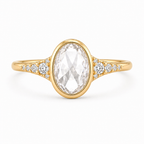 Oval Rose Cut Diamond Ring