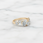 Round Diamond Wave Band | Lab Grown Diamond | 14K Yellow Gold Unique Curved Setting