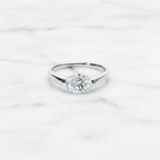 Modern Oval Cut East West Ring | Lab Grown Diamond | 14K Yellow Gold Sleek Style