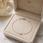 Minimalist Oval Lab Grown Diamond Solitaire Bracelet in Solid 14K Gold