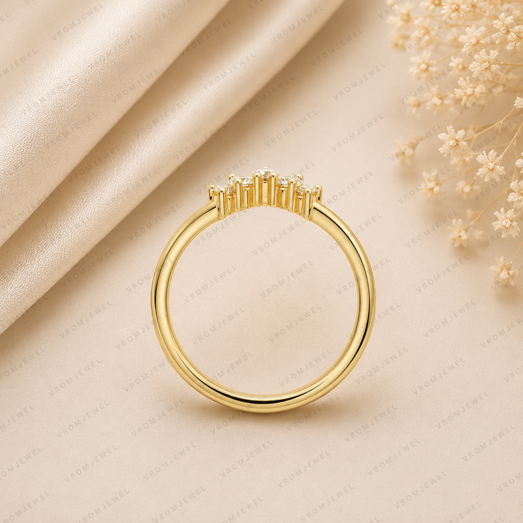 Curved Lab Grown Diamond Band with Round Stones – Bridal Ring