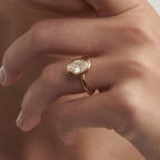 Oval Cut Bezel Set Solitaire Ring | Lab Grown Diamond | 14K Yellow Gold Modern Design