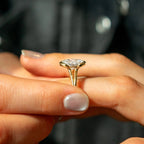 Minimal Oval Half Bezel Ring | Lab Grown Diamond | 14K Yellow Gold