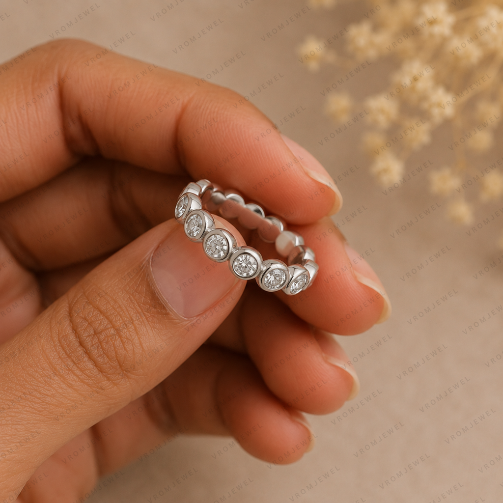 Bezel Set Diamond Eternity Band | Lab Grown | 14K Gold Anniversary Ring