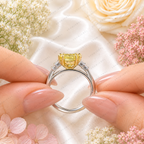 5.00 Carat Yellow Radiant Lab Grown Diamond Ring, Yellow Diamond Engagement Ring, Baguette Diamond Accents, Statement Ring, 10K 14K 18K Gold