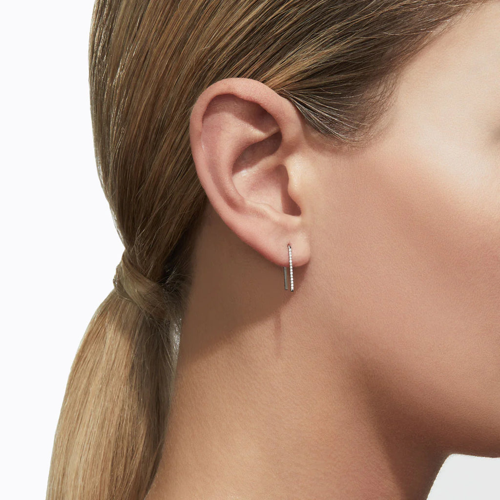 Minimal Angle Earrings Geometric Bar Style | Lab Grown Diamond | 14K Yellow Gold