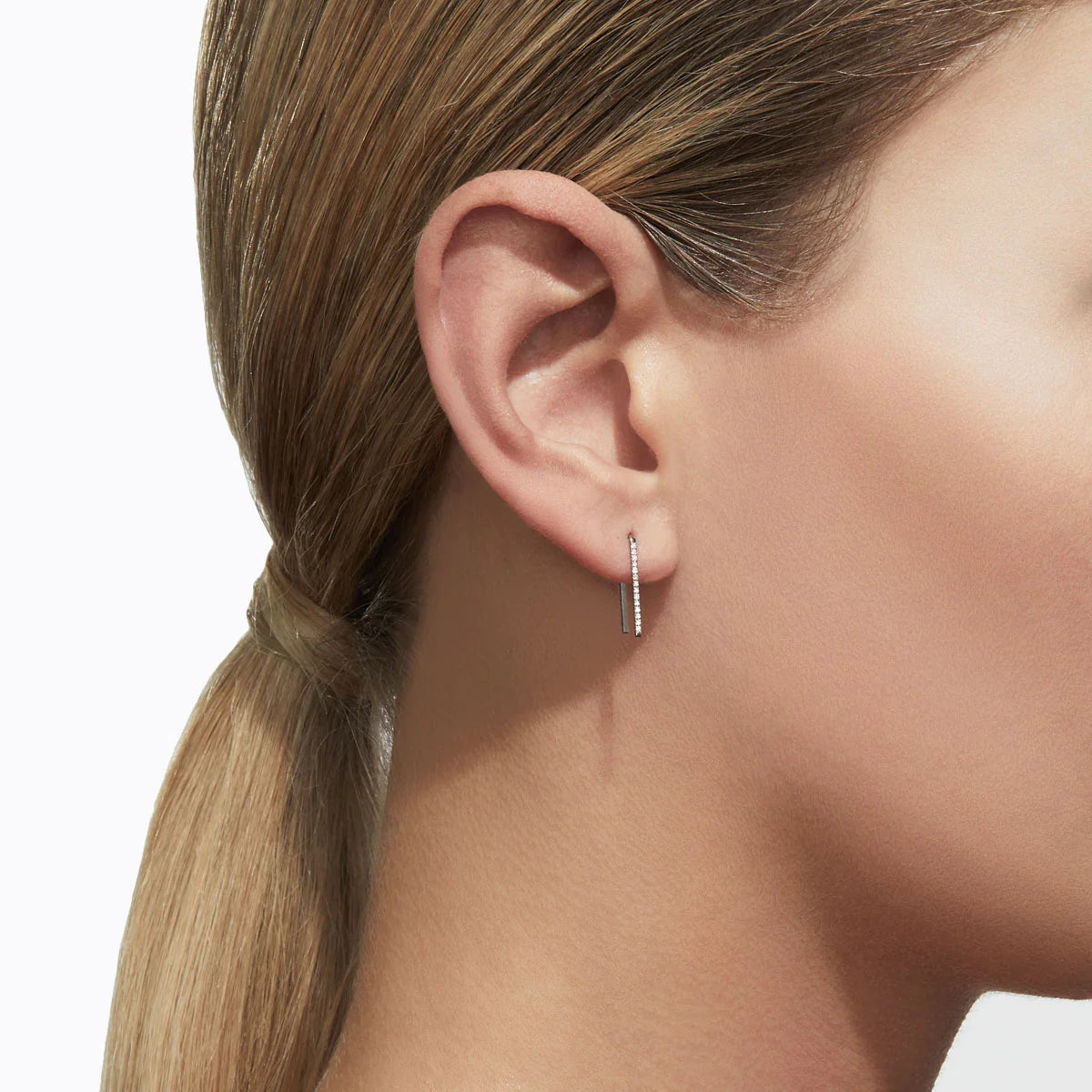 Minimal Angle Earrings Geometric Bar Style | Lab Grown Diamond | 14K Yellow Gold