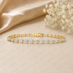 5.60ct Pear Cut Lab Grown Diamond Tennis Bracelet: 14k Gold Bridal Jewelry