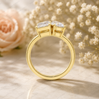 Toi et Moi Radiant and Pear Lab Grown Diamond Engagement Ring in Solid 14K Gold