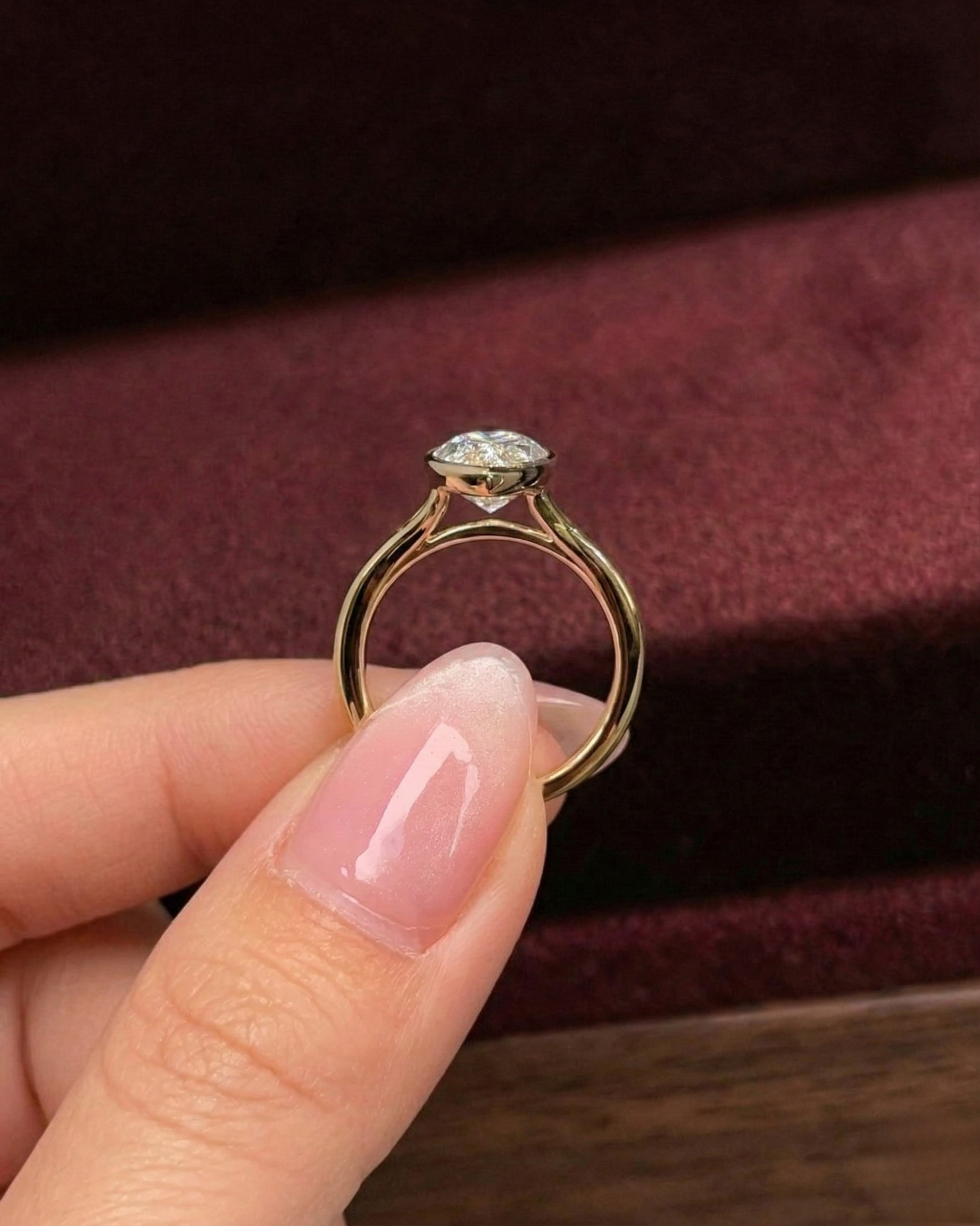 Marquise Diamond Bezel Engagement Ring, Marquise Cut Diamond Solitaire Ring, Bezel Set Marquise Diamond Ring,Minimalist Gold Engagement Ring