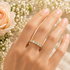 Emerald Cut Lab Grown Diamond Wedding Band: East-West Bezel Set