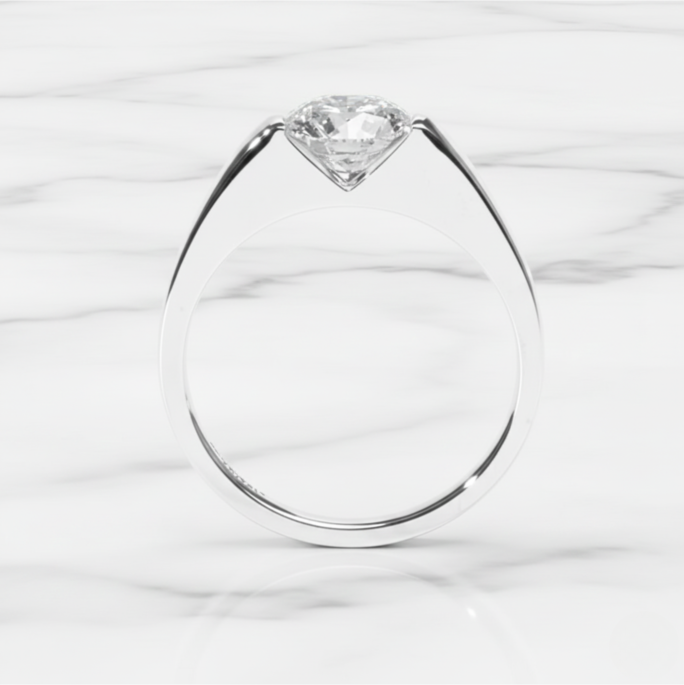 Modern Round Cut East West Ring | Lab Grown Diamond | 14K Yellow Gold Sleek Design