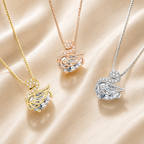 Swan Lab Grown Diamond Necklace, Swan Pendant Necklace, Round Diamond Necklace, Nature Inspired Necklace, Solid Gold Swan Necklace
