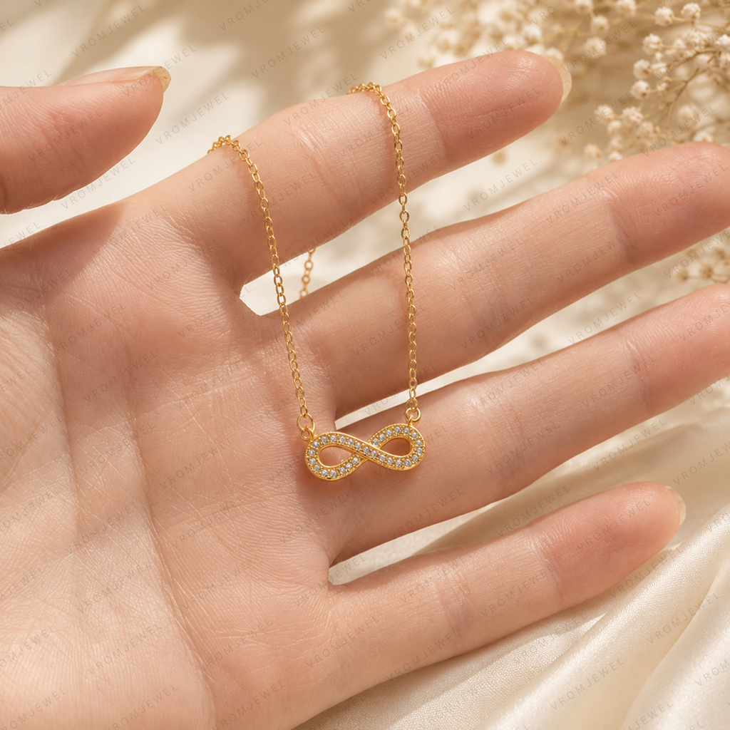 Infinity Lab Grown Diamond Necklace, Infinity Symbol Necklace, Geometric Diamond Necklace, Solid Gold Infinity Necklace, Minimalist Necklace