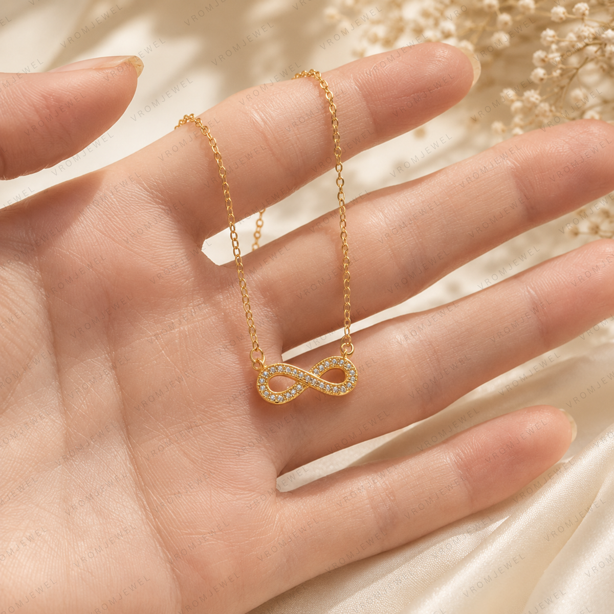Infinity Lab Grown Diamond Necklace, Infinity Symbol Necklace, Geometric Diamond Necklace, Solid Gold Infinity Necklace, Minimalist Necklace