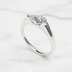 Modern Pear Cut East West Ring | Lab Grown Diamond | 14K Yellow Gold Sleek Style