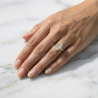 Lozenge Cut Bezel Set Solitaire Ring | Lab Grown Diamond | 14K Yellow Gold Modern Geometric