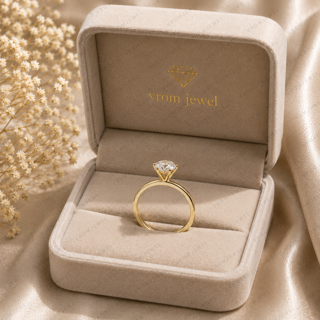 Pear Cut Lab Grown Diamond Solitaire Engagement Ring in Solid 14K Gold