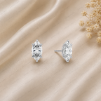 Marquise Lab Grown Diamond Stud Earrings in Solid 14K Gold for Women