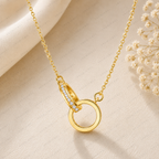Interlocking Ring Lab Grown Diamond Necklace, Double Circle Necklace, Infinity Circle Pendant, Solid Gold Necklace, Minimalist Necklace
