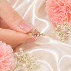 Pink Oval Lab Grown Diamond Engagement Ring, Pink Diamond Ring, Elegant Halo Setting, Diamond Accent Ring, 10K 14K 18K Gold
