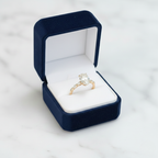 Oval Ring with Marquise Accent Solitaire | Lab Grown Diamond | 14K Yellow Gold