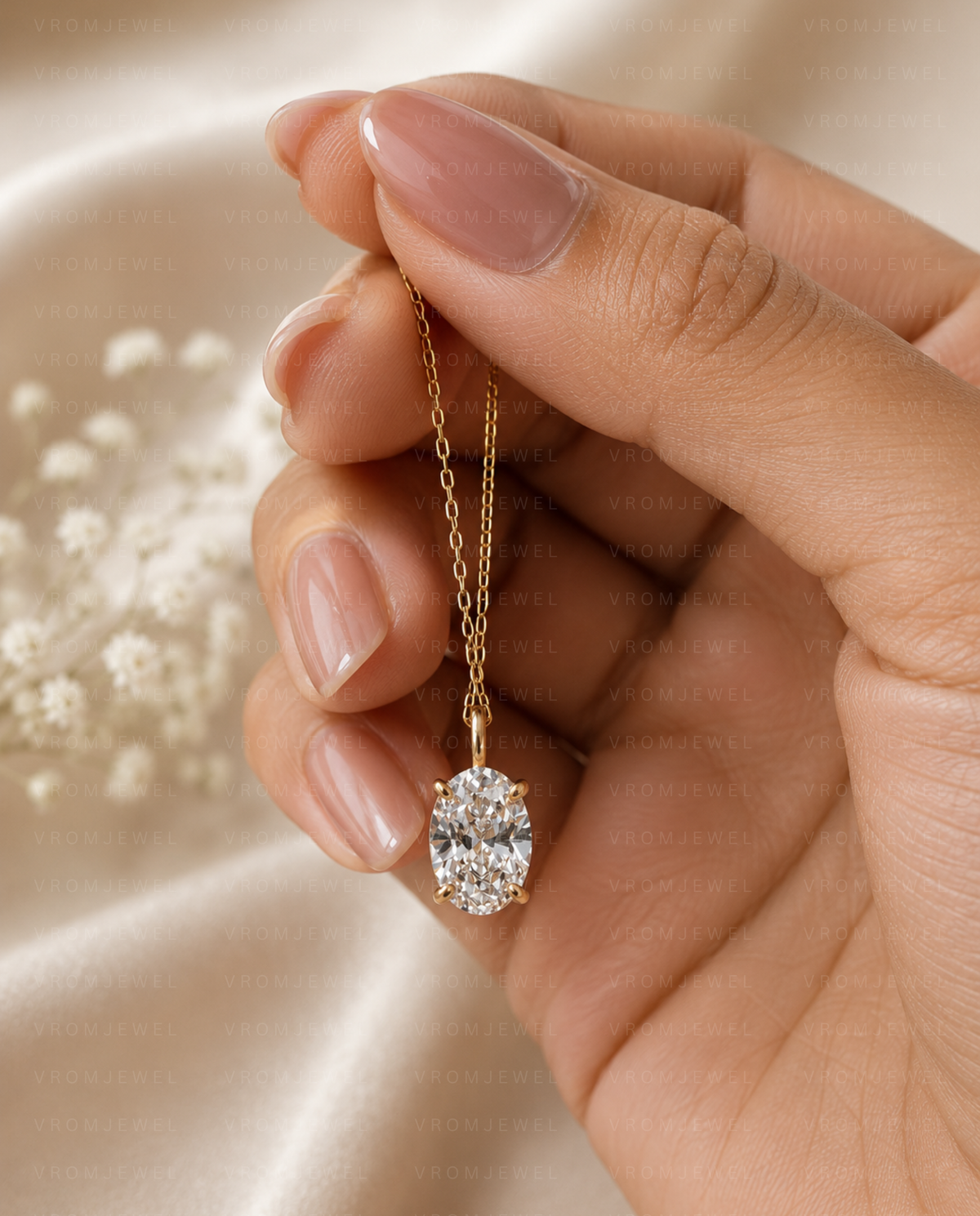 Oval Diamond Pendant Necklace, Oval Lab Grown Diamond Necklace, Solitaire Diamond Necklace, Gold Diamond Pendant, Minimalist Bridal Necklace