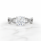 Elegant Round Engagement Ring with Milgrain Infinity Band | Lab Grown Diamond | 14K Yellow Gold