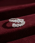 Round Lab Grown Diamond Crossover Ring, Open Wrap Diamond Ring, 2 Carat Diamond Statement Ring, Curved Diamond Ring, 14K Gold Ring