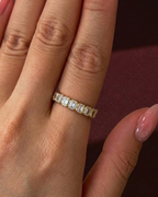 Radiant Diamond Half Eternity Band, Bezel Set Radiant Cut Diamond Wedding Band, Radiant Diamond Anniversary Ring, Stackable Diamond Band.