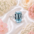 Blue Criss Cut Lab Grown Diamond Engagement Ring, 5 Carat Blue Diamond Ring, Criss Cut Statement Ring, Baguette Side Stones, Pavé Band