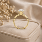 Elegant Round Lab Grown Diamond Engagement Solitaire Ring in Solid 14K Gold