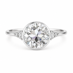 Old European Cut Lab Grown Diamond Ring | 2 CT | Vintage Style with Side Accents | Bezel Engagement Ring | 14K Gold
