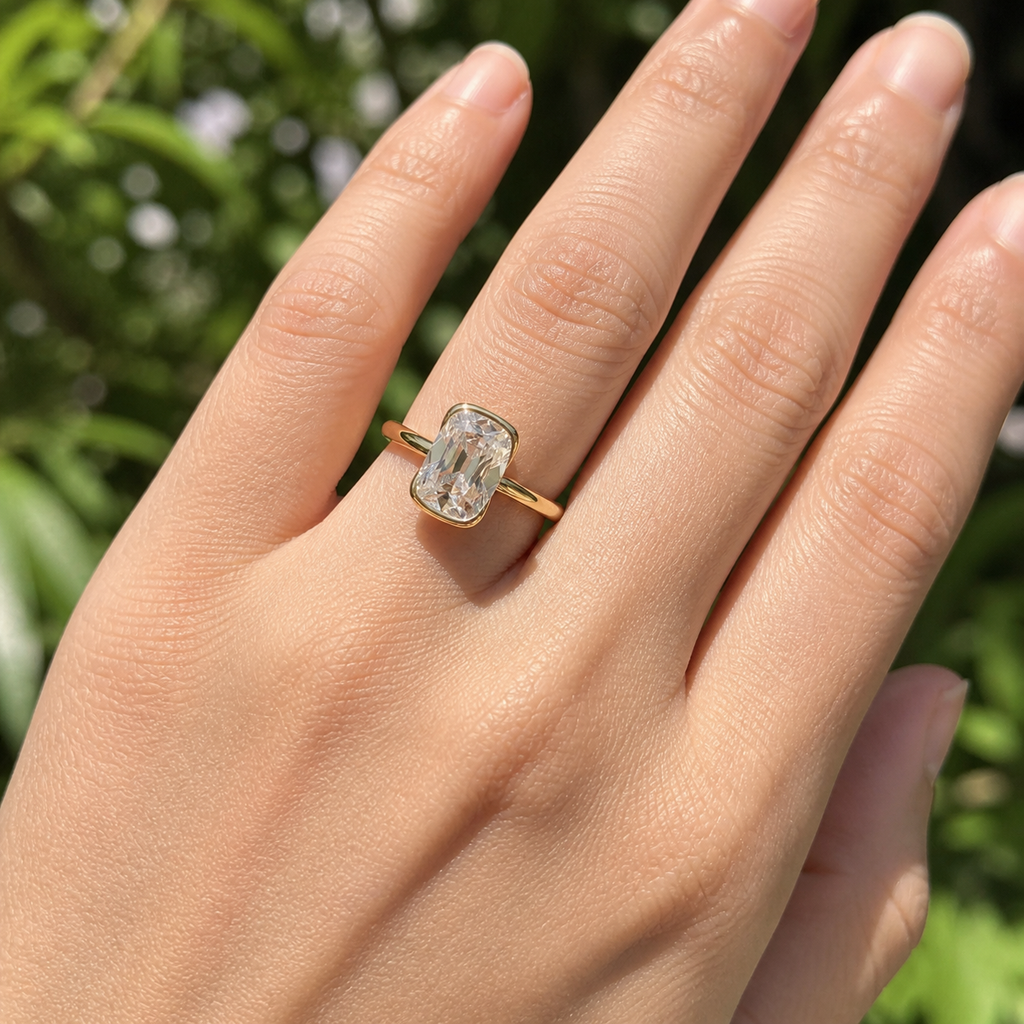 Old Mine Cushion Diamond Signet Ring, Vintage Style Lab Grown Diamond Ring, Antique Cushion Cut Gold Ring, Statement Signet Ring.