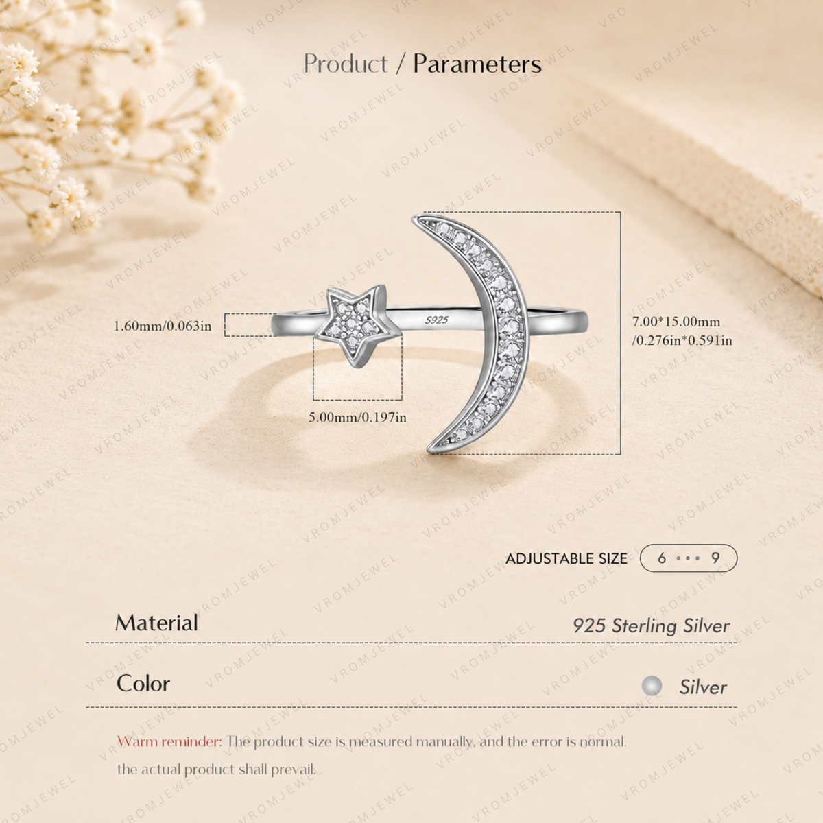Moon and Star Lab Grown Diamond Ring, Celestial Diamond Ring, Crescent Moon Ring, Star Ring, Solid Gold Open Ring, Minimalist Promise Ring