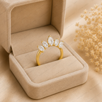 Curved Lab Grown Diamond Band with Pear Stones – Bridal Ring