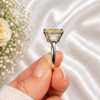 10.00 Carat Yellow Radiant Lab Grown Diamond Ring, Yellow Diamond Engagement Ring, Baguette Side Stones, Art Deco Ring, 10K 14K 18K Gold