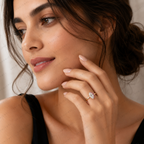 Marquise Lab Grown Diamond & Pink Sapphire Two Stone Ring in 14K or 18K Gold